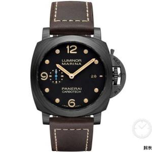 VS廠最高級復刻版沛納海LUMINOR 1950系列PAM00661腕表,PANERAI全黑碳纖維材料661,定制9010自動機心,棕色皮帶,超高仿真度