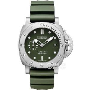 42mm-VS頂級版沛納海SUBMERSIBLE潛行系列PAM01055,皇家海軍潛水表,男女可佩戴!綠色表盤手表,仿真度90分